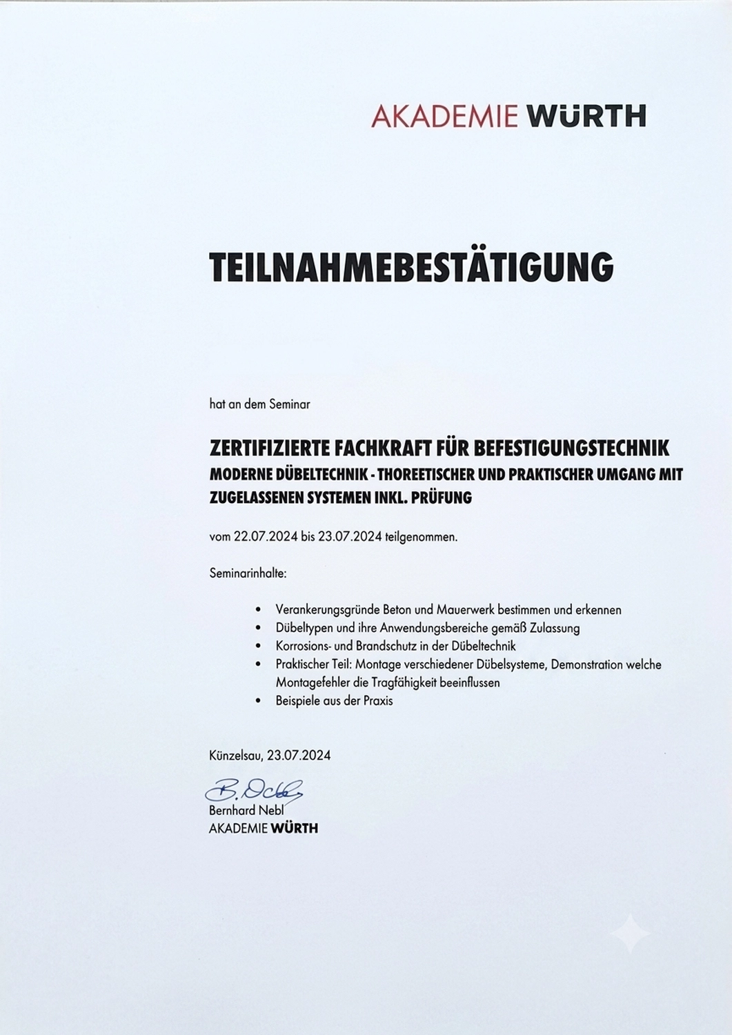 Christoph Mielke - Hausmeister Service & Graffitientfernung - Zertifikat